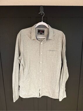 Johnston & Murphy Light Gray Long Sleeve Button-Down Shirt